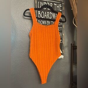 SHEIN Orange Ribbed One-Piece. Large! New!